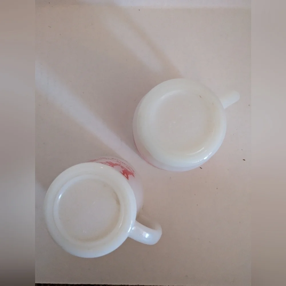 Rare Vintage Fire King Christmas Milk Glass Coffee/tea mugs.
